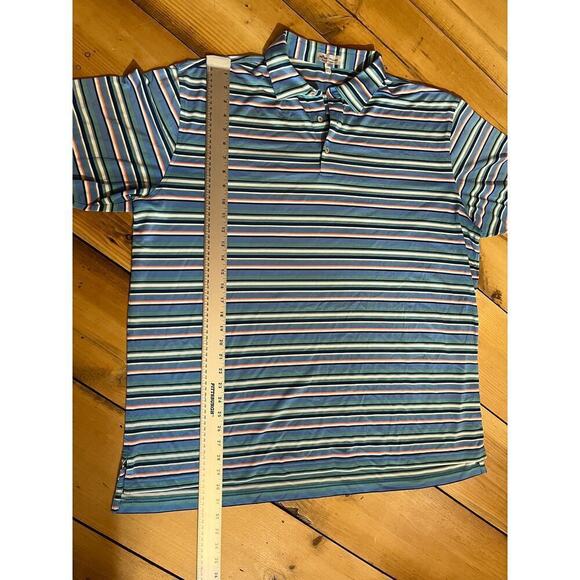 Peter Millar Summer Comfort Golf Performance Polo. Green Blue Striped. 2XL - Picture 4 of 7